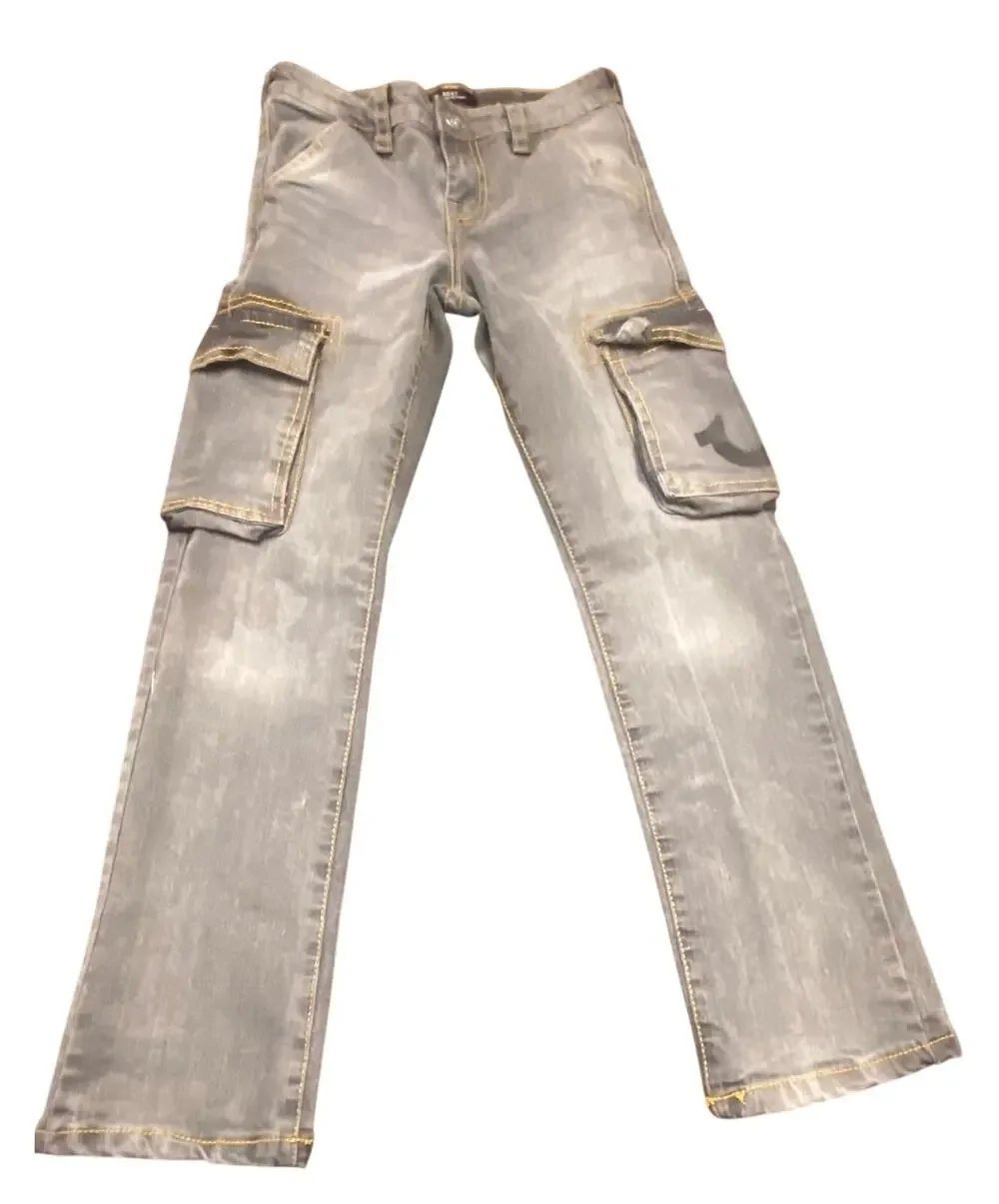 True Religion Ricky Relaxed Straight Cargo Jeans Youth Size 12 Y2K Designer